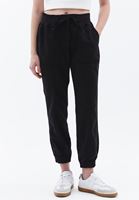 Bayan Siyah  Orta Bel Jogger Pantolon ( TENCEL™ )
