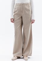 Bayan Bej Orta Bel Wide-Leg Pantolon ( TENCEL™ ) 