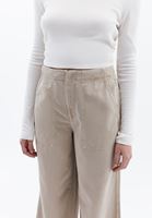 Bayan Bej Orta Bel Wide-Leg Pantolon ( TENCEL™ ) 