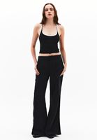 Bayan Siyah Orta Bel Wide-Leg Pantolon ( TENCEL™ ) 