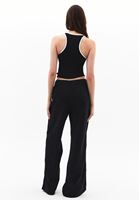 Bayan Siyah Orta Bel Wide-Leg Pantolon ( TENCEL™ ) 