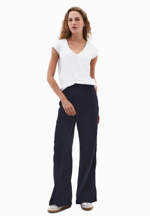 Lacivert Orta Bel Wide-Leg Pantolon ( TENCEL™ ) 