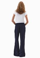 Bayan Lacivert Orta Bel Wide-Leg Pantolon ( TENCEL™ ) 