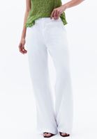 Bayan Beyaz Orta Bel Wide-Leg Pantolon ( TENCEL™ ) 