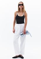 Bayan Beyaz Ultra Yüksek Bel Baggy-Fit Pantolon ( TENCEL™ )