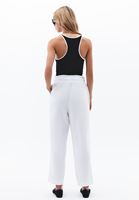 Bayan Beyaz Ultra Yüksek Bel Baggy-Fit Pantolon ( TENCEL™ )