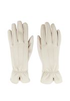 Bayan Krem Vegan Deri Detaylı Eldiven