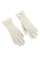Bayan Krem Vegan Deri Detaylı Eldiven