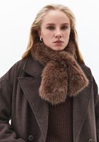 Bayan Kahverengi Vegan Kürk Yaka