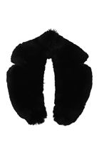 Bayan Siyah Peluş Kürk Yaka