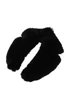 Bayan Siyah Peluş Kürk Yaka