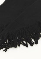 Bayan Siyah Yün Karışımlı Püsküllü Şal