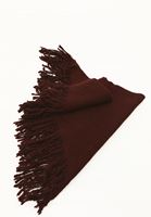 Bayan Bordo Yün Karışımlı Püsküllü Şal