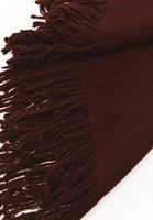 Bayan Bordo Yün Karışımlı Püsküllü Şal