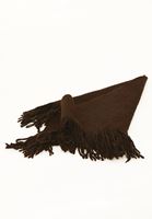 Bayan Kahverengi Yün Karışımlı Püsküllü Şal