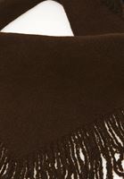 Bayan Kahverengi Yün Karışımlı Püsküllü Şal