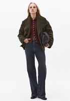 Bayan Gri Straight-Fit Denim Pantolon