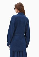 Bayan Mavi Kuşak Detaylı Denim Gömlek (TENCEL™ )