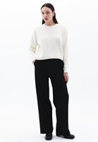 Bayan Krem Yumuşak Dokulu Taş Detaylı Kazak