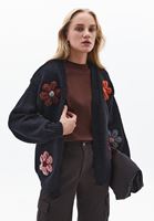 Bayan Siyah Yumuşak Dokulu Oversize Hırka