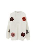 Bayan Krem Yumuşak Dokulu Oversize Hırka