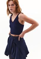 Women Navy Seamless Crop Top