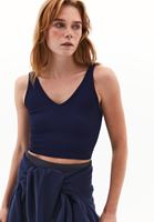 Women Navy Seamless Crop Top