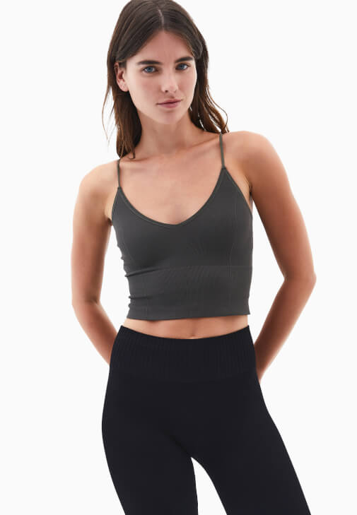 Haki Askılı Crop Atlet