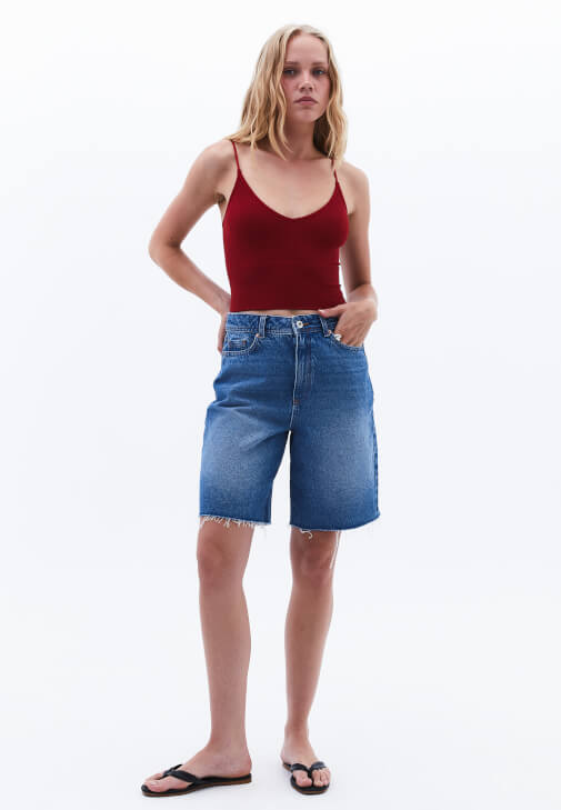 Crop Askılı Atlet ve Bermuda Şort Kombini