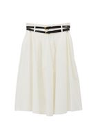 Bayan Krem Ultra Yüksek Bel Kemerli Etek