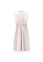 Bayan Bej Beli Lastikli Midi Elbise