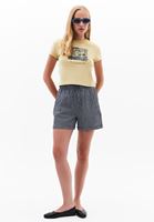 Bayan Bej Sıfır Yaka Baskılı Tişört