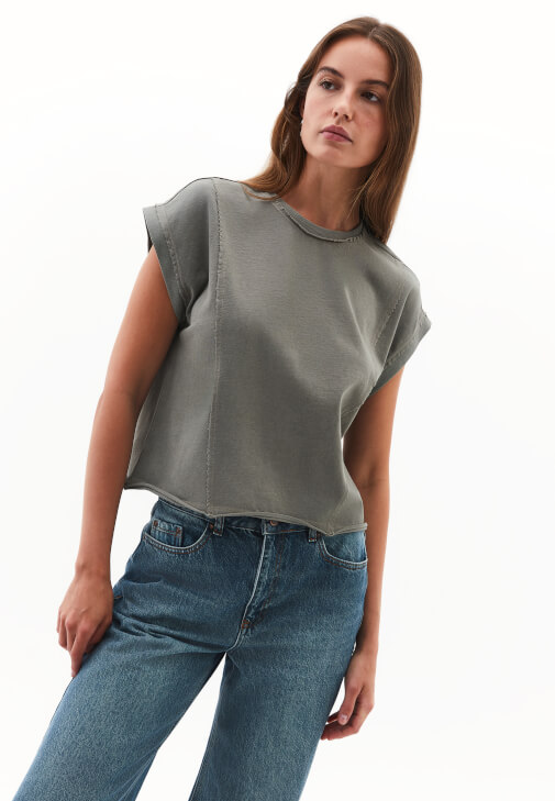 Yeşil Pamuklu Sıfır Yaka Tişört