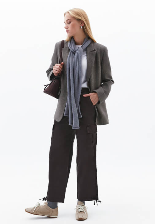  Yüksek Bel Kargo Cepli Pantolon