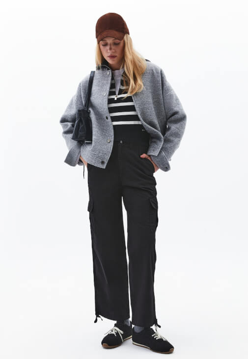  Yüksek Bel Kargo Cepli Pantolon