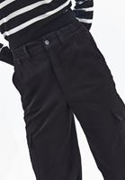 Bayan Siyah Yüksek Bel Kargo Cepli Pantolon