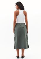 Bayan Yeşil Yüksek Bel Kargo Cepli Etek