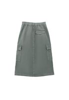 Bayan Yeşil Yüksek Bel Kargo Cepli Etek