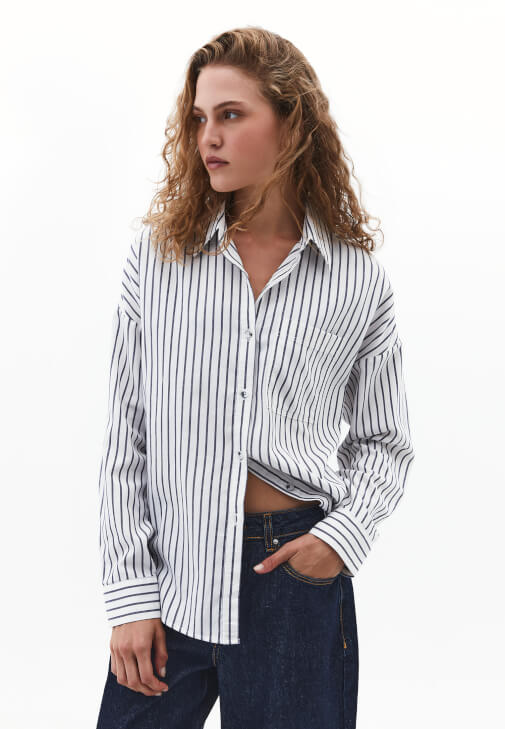 Çok Renkli Oversize Çizgili Gömlek