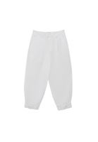 Bayan Beyaz Yüksek Bel Barrel-Fit Pantolon