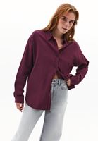 Women Purple Oversized Shirt with Pocket Detail