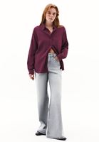 Women Purple Oversized Shirt with Pocket Detail