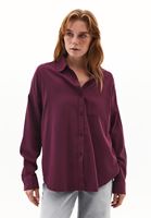 Women Purple Oversized Shirt with Pocket Detail
