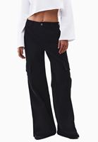 Bayan Siyah Yüksek Bel Kargo Cepli Pantolon