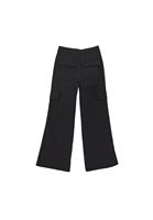 Bayan Siyah Yüksek Bel Kargo Cepli Pantolon