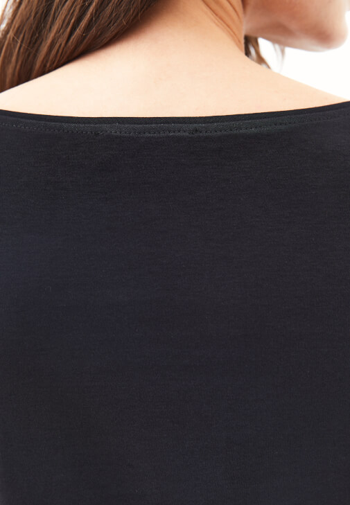 Pamuklu Bot Yaka Tişört - Görsel 5