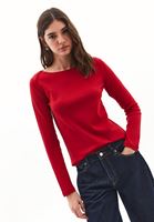 Bayan Kırmızı Pamuklu Bot Yaka Tişört