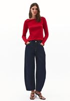 Bayan Kırmızı Pamuklu Bot Yaka Tişört