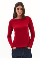Bayan Kırmızı Pamuklu Bot Yaka Tişört