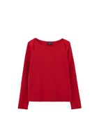 Bayan Kırmızı Pamuklu Bot Yaka Tişört